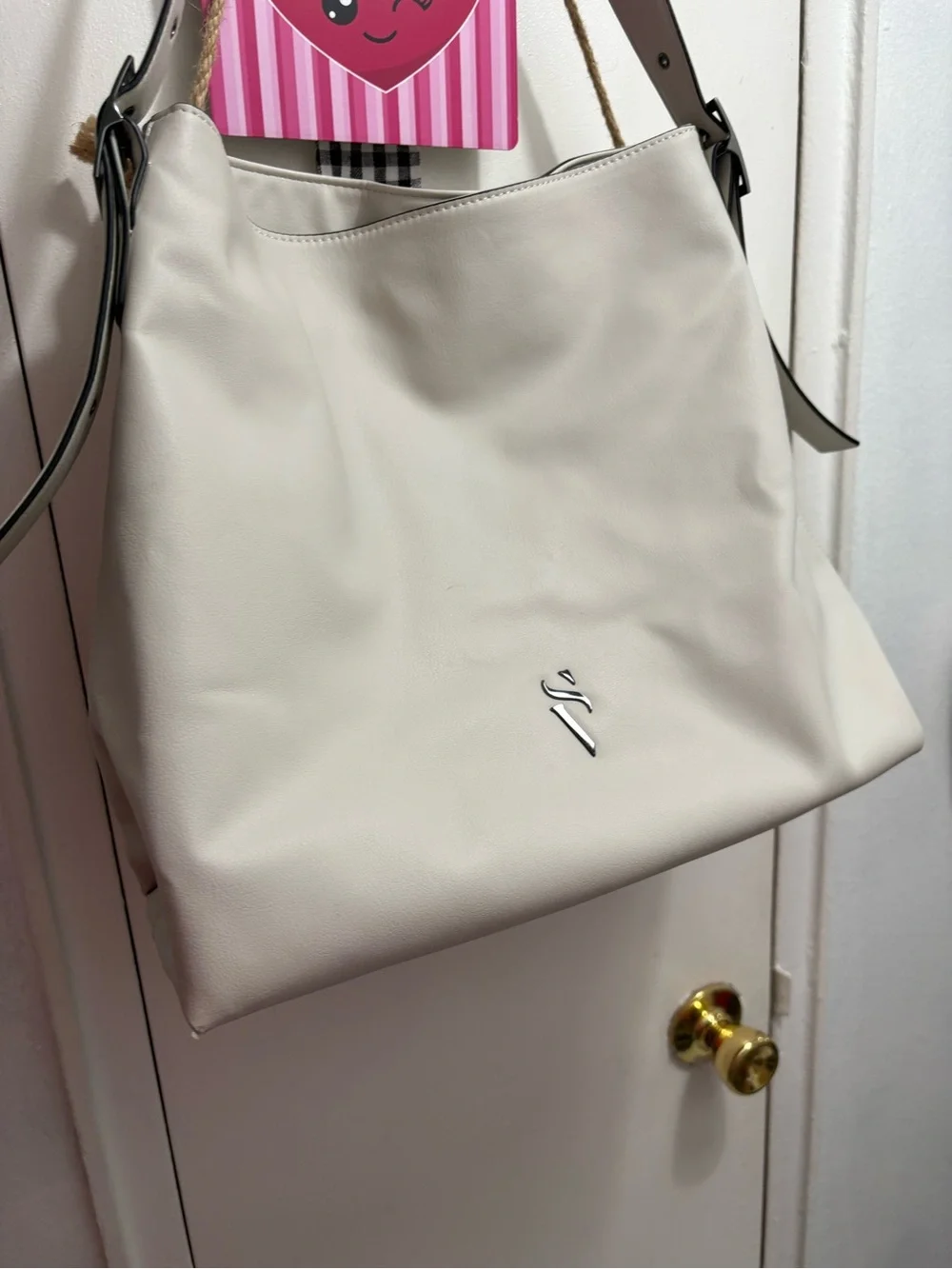 Simply Vera Soft Cream Leather Tote Bag